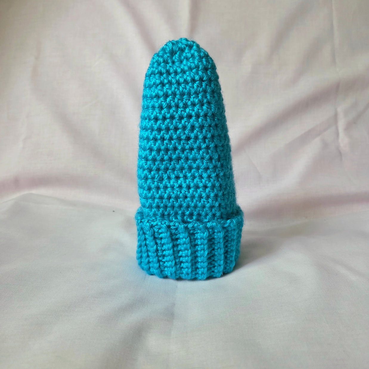 Handmade turquoise crochet beanie with ribbed cuff, cozy and stylish winter hat