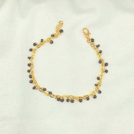 Gold chain bracelet with brown beads, handmade jewelry for everyday wear