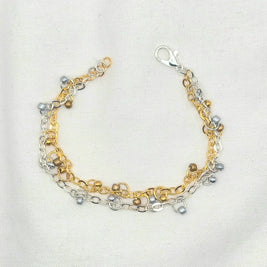 Gold and silver chain bracelet with pearl accents, handmade jewelry for everyday wear