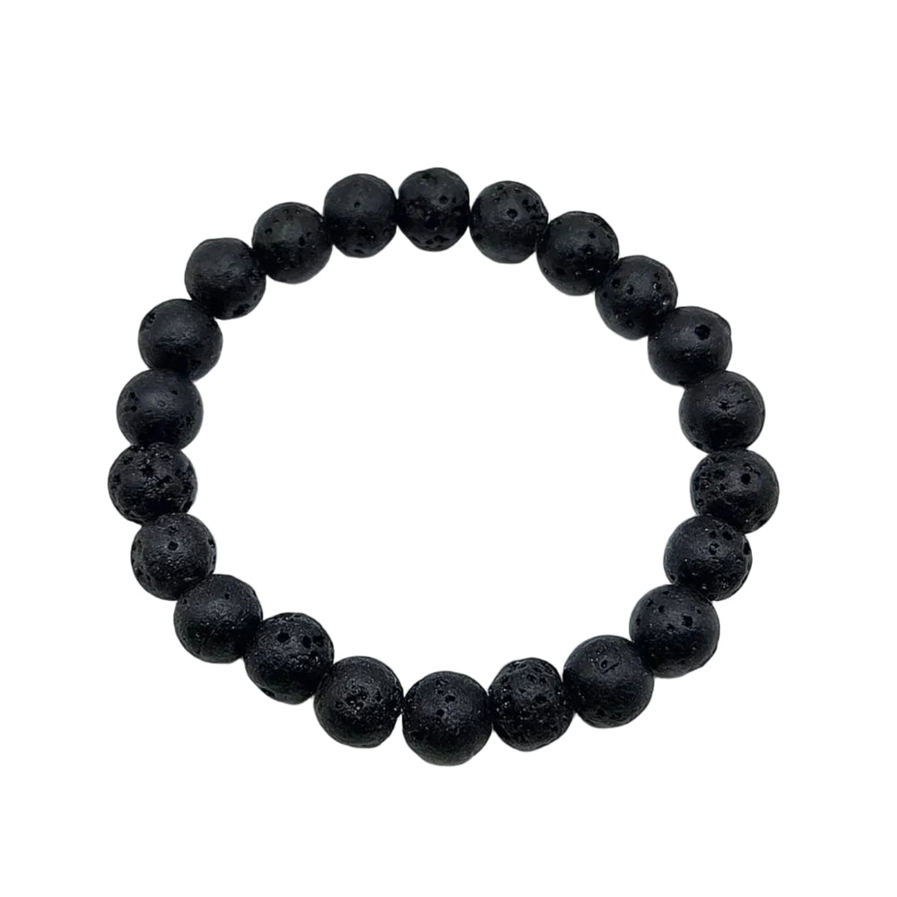 Black lava stone bracelet with porous texture, ideal for essential oils and aromatherapy wear