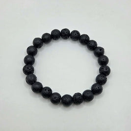 Black lava stone bracelet with porous texture, ideal for essential oils and aromatherapy wear