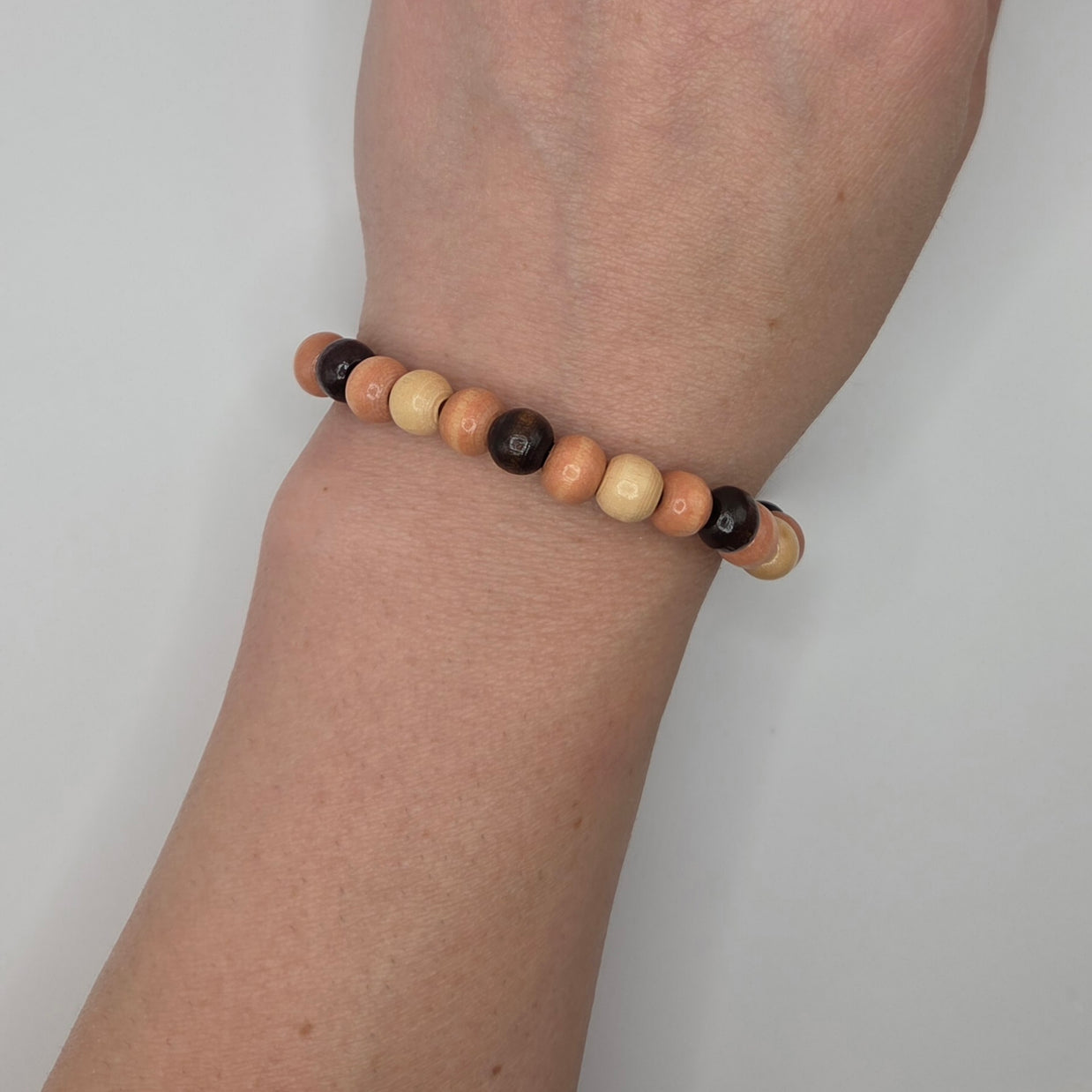 Natural Tricolor Wood Bracelet (8mm)