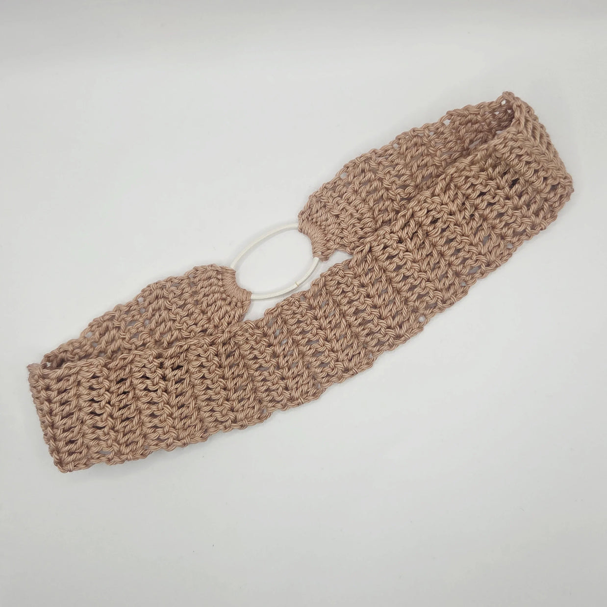 Handmade crochet beige headband, cozy gift by Erika Liesel