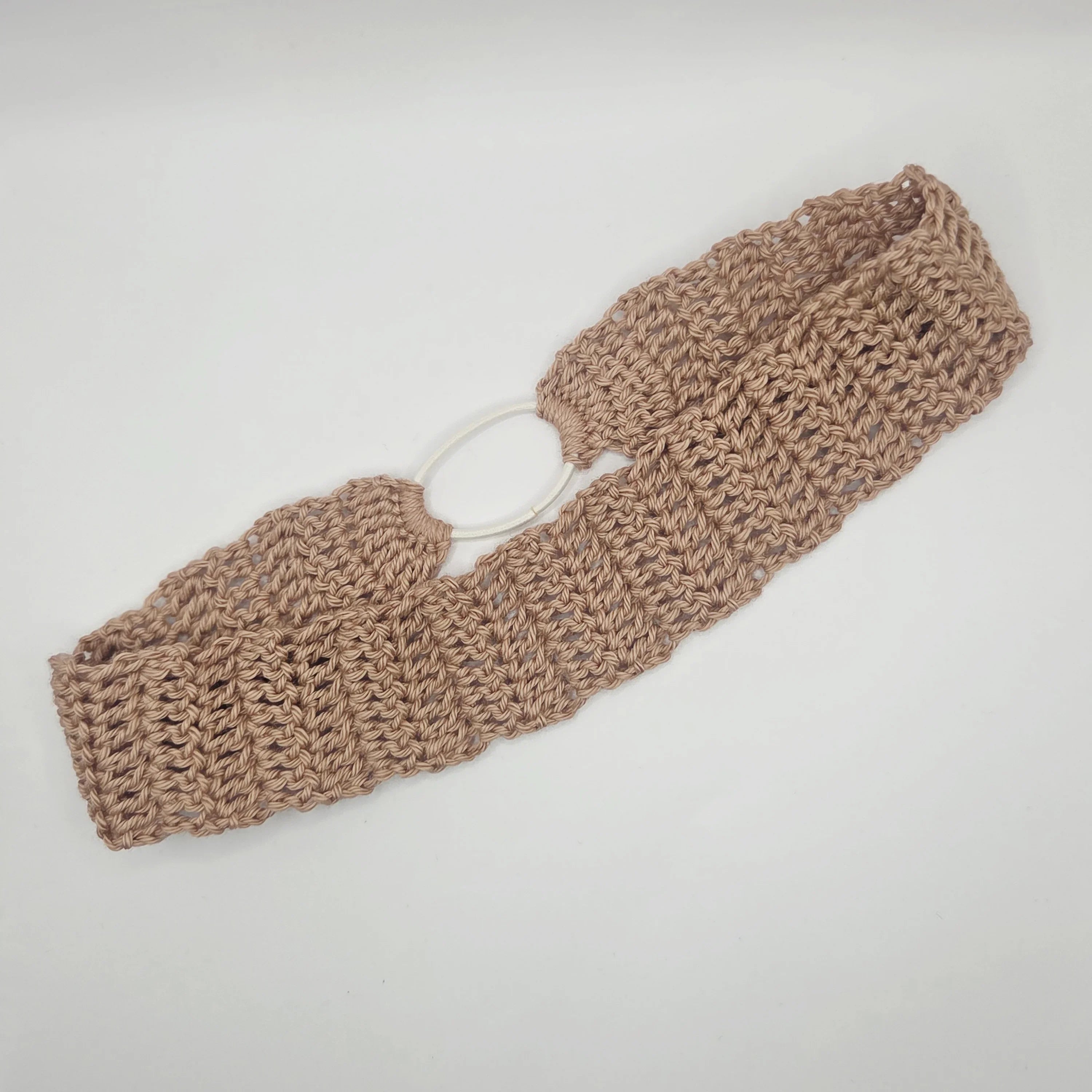 Handmade crochet beige headband, cozy gift by Erika Liesel