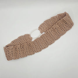 Handmade crochet beige headband, cozy gift by Erika Liesel