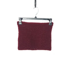 Handmade burgundy crochet square, cozy textured knit, perfect for gifts or home decor