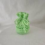 Handmade mint green crochet drawstring bag, cozy and creative gift for everyday use