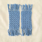 Handmade blue crochet bookmarks with fringe, cozy and creative gift set