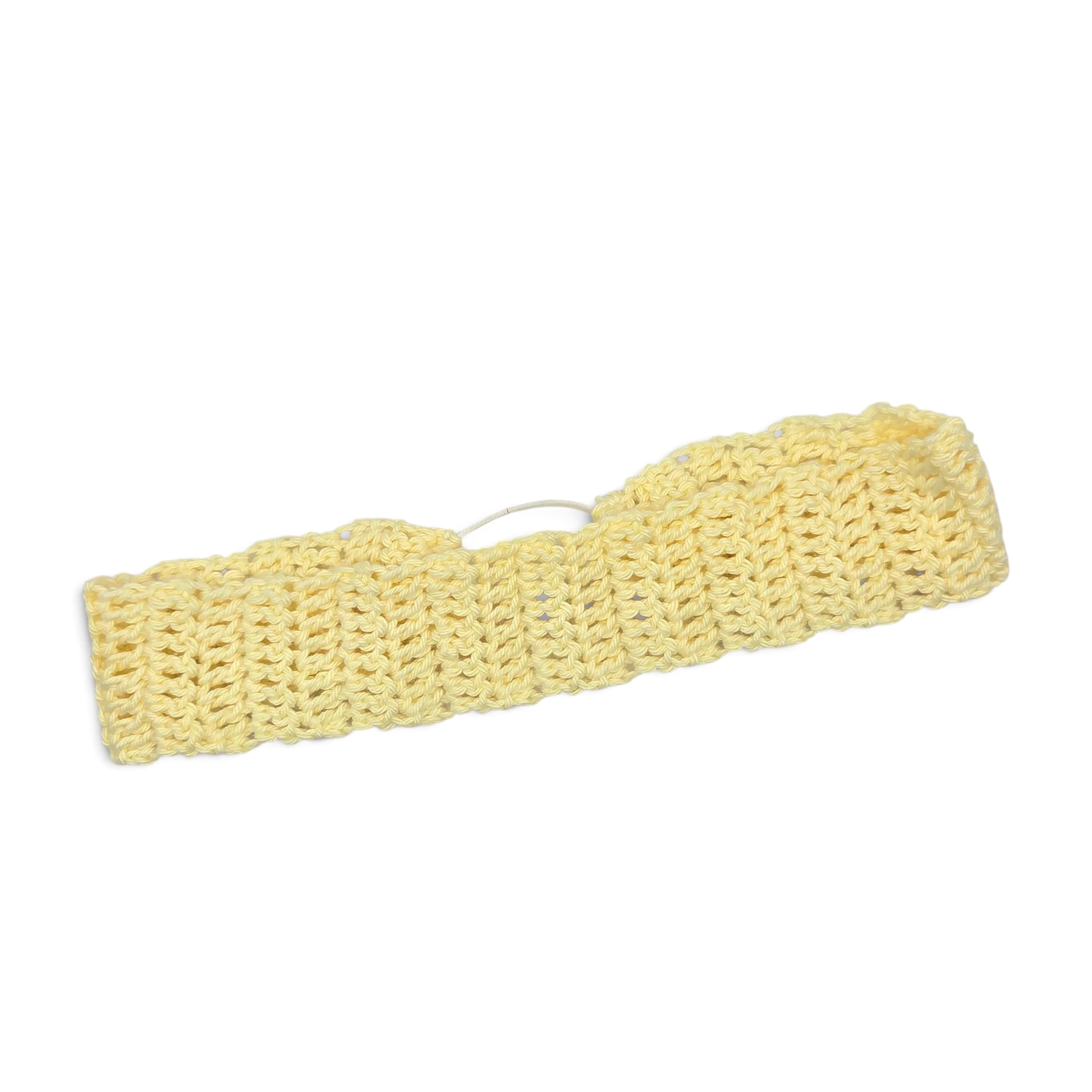 Handmade crochet headband in soft yellow, cozy and stretchy for everyday comfort