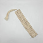 Handmade crochet bookmark with tassel, cozy neutral tone for reading gifts
