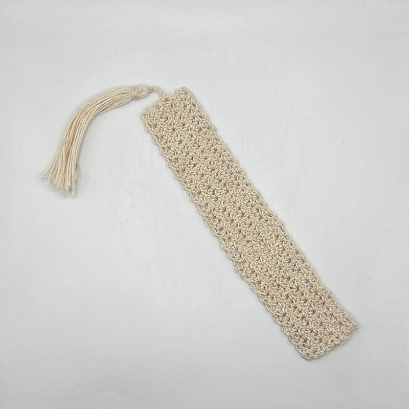 Handmade crochet bookmark with tassel, cozy reading accessory for book lovers