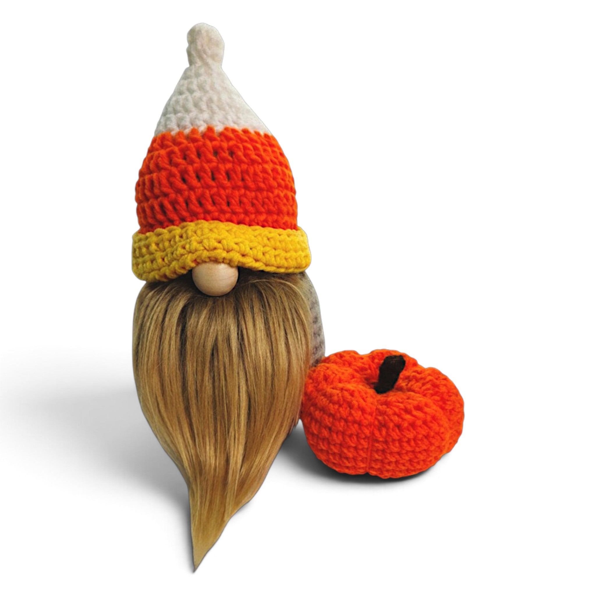 Candy Corn Crochet Gnome Hat + Pumpkin