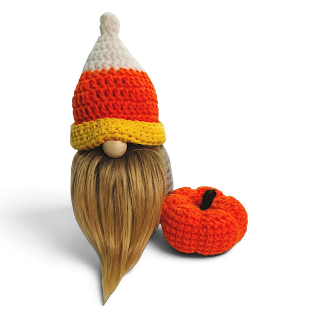 Candy Corn Crochet Gnome Hat + Pumpkin