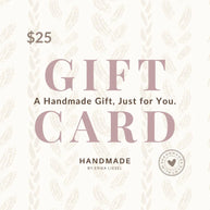 $25 handmade gift card by Erika Liesel, perfect for cozy crochet gifts and creative handmade presents