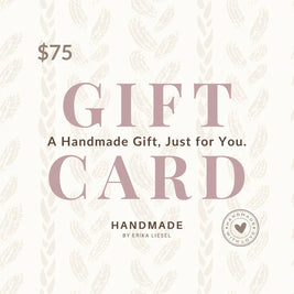 $75 handmade gift card by Erika Liesel, perfect for cozy crochet gifts and thoughtful presents