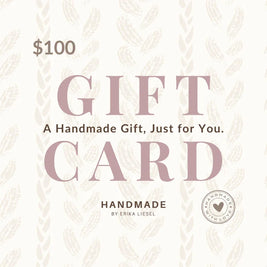 $100 handmade gift card by Erika Liesel, perfect for cozy crochet gifts and thoughtful presents