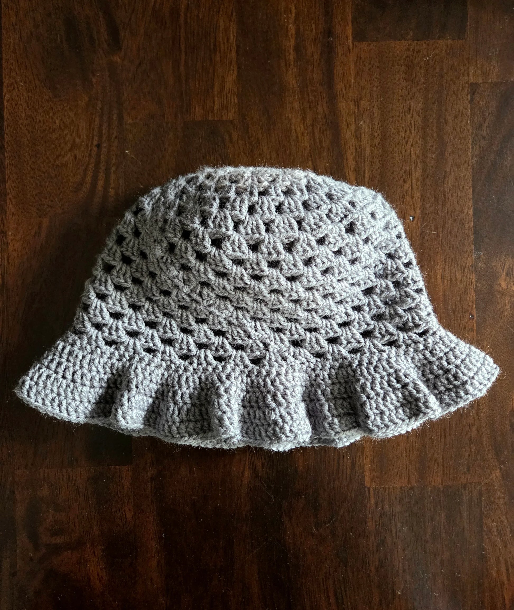 gray crochet sun hat