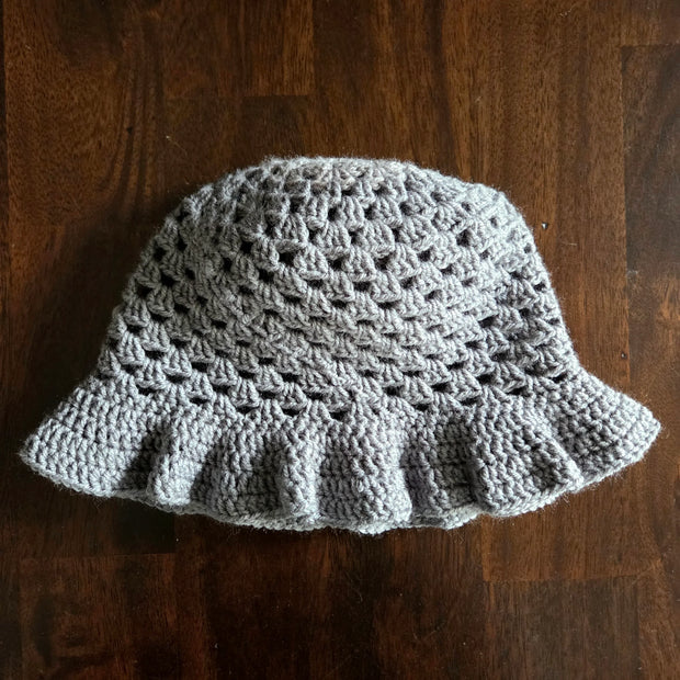 gray crochet sun hat