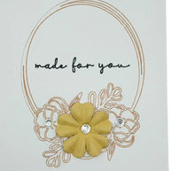 Handmade by Erika Liesel greeting card with a hand-drawn floral frame and glittery made for you text and flower