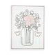 Handmade by Erika Liesel blank greeting card featuring a floral vase illustration with glitter and metallic accents.