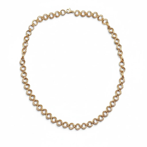 Handmade by Erika Liesel 16-inch gold-tone stainless steel chain choker necklace with hand-linked circular rings
