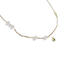 Handmade by Erika Liesel 24-inch gold-tone chain necklace with clear crystal glass accents and a small heart charm.
