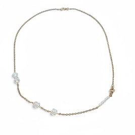 Handmade by Erika Liesel 24-inch gold-tone layering necklace with hand-linked crystal glass accents on a delicate chain