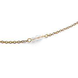 Handmade by Erika Liesel gold-tone chain necklace featuring three delicate crystal glass accents on a link chain.