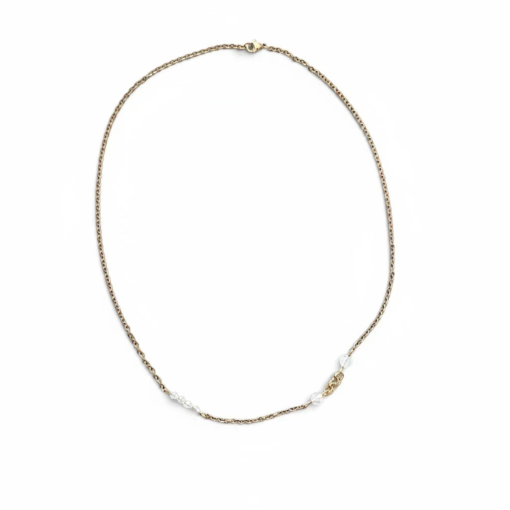 Handmade by Erika Liesel 20-inch gold-tone chain necklace featuring hand-linked crystal glass accents.