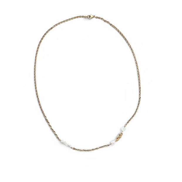 Handmade by Erika Liesel 20-inch gold-tone chain necklace featuring hand-linked crystal glass accents.