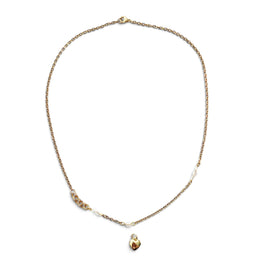 Handmade by Erika Liesel 18-inch gold-tone chain necklace featuring crystal glass accents and a heart charm