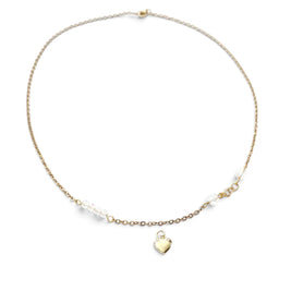 Handmade by Erika Liesel 20-inch gold-tone layering necklace with crystal glass accents and a small heart charm.
