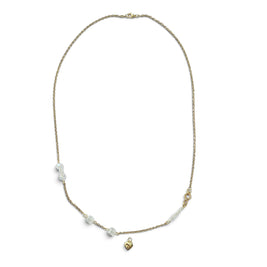 Handmade by Erika Liesel 24-inch gold-tone layering necklace with crystal glass accents and a small heart charm.
