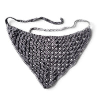 Handmade by Erika Liesel grey crochet bandana with a lightweight, breathable, and stretchy triangular design.