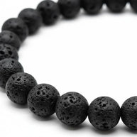 Handmade by Erika Liesel matte black lava stone bead bracelet for men with textured porous surface