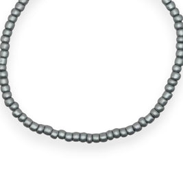 Handmade by Erika Liesel Frost stretch bracelet featuring 3mm matte silver glass beads on a durable elastic cord.