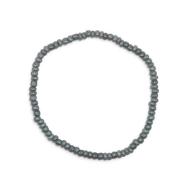 Handmade by Erika Liesel Mist bracelet featuring 3mm soft gray glass beads on a durable stretch elastic cord
