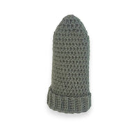 Handmade olive green crochet beanie with ribbed brim, cozy winter hat for everyday wear