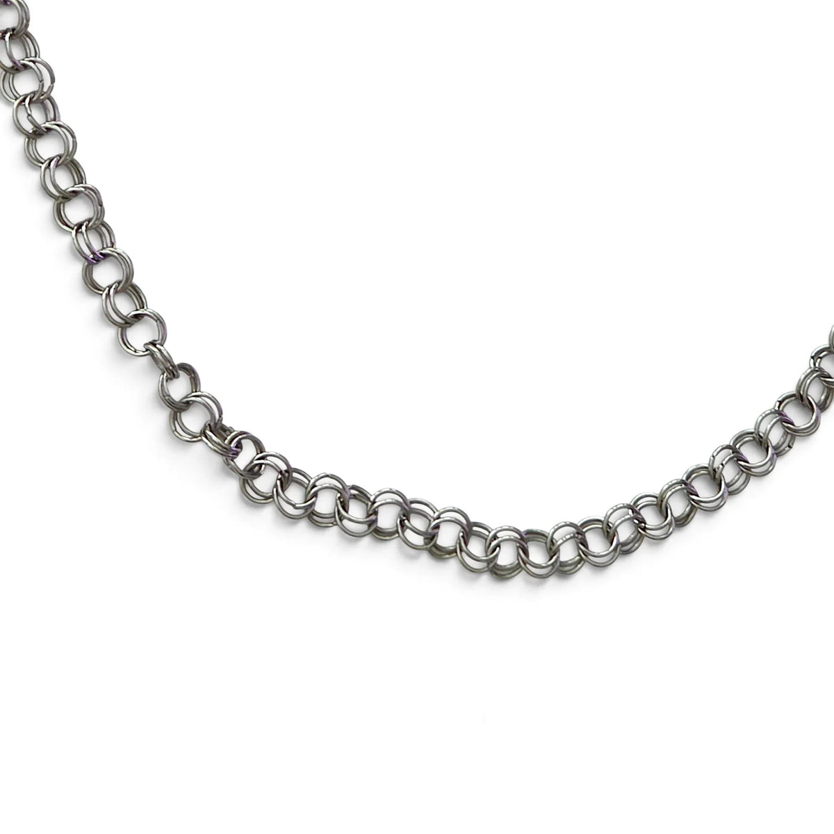 Handmade by Erika Liesel 16-inch silver-tone stainless steel chain choker necklace with a small heart charm.