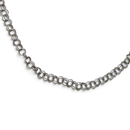 Handmade by Erika Liesel 16-inch silver-tone stainless steel chain choker necklace with a small heart charm.