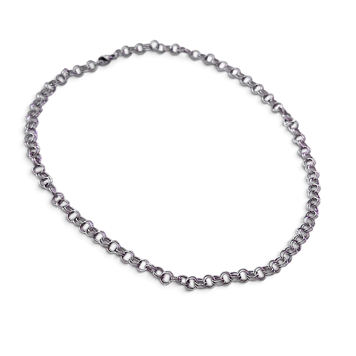 Handmade by Erika Liesel 16-inch silver-tone stainless steel chain choker necklace with a small heart charm.