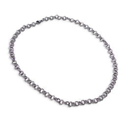 Handmade by Erika Liesel 16-inch silver-tone stainless steel chain choker necklace with a small heart charm.