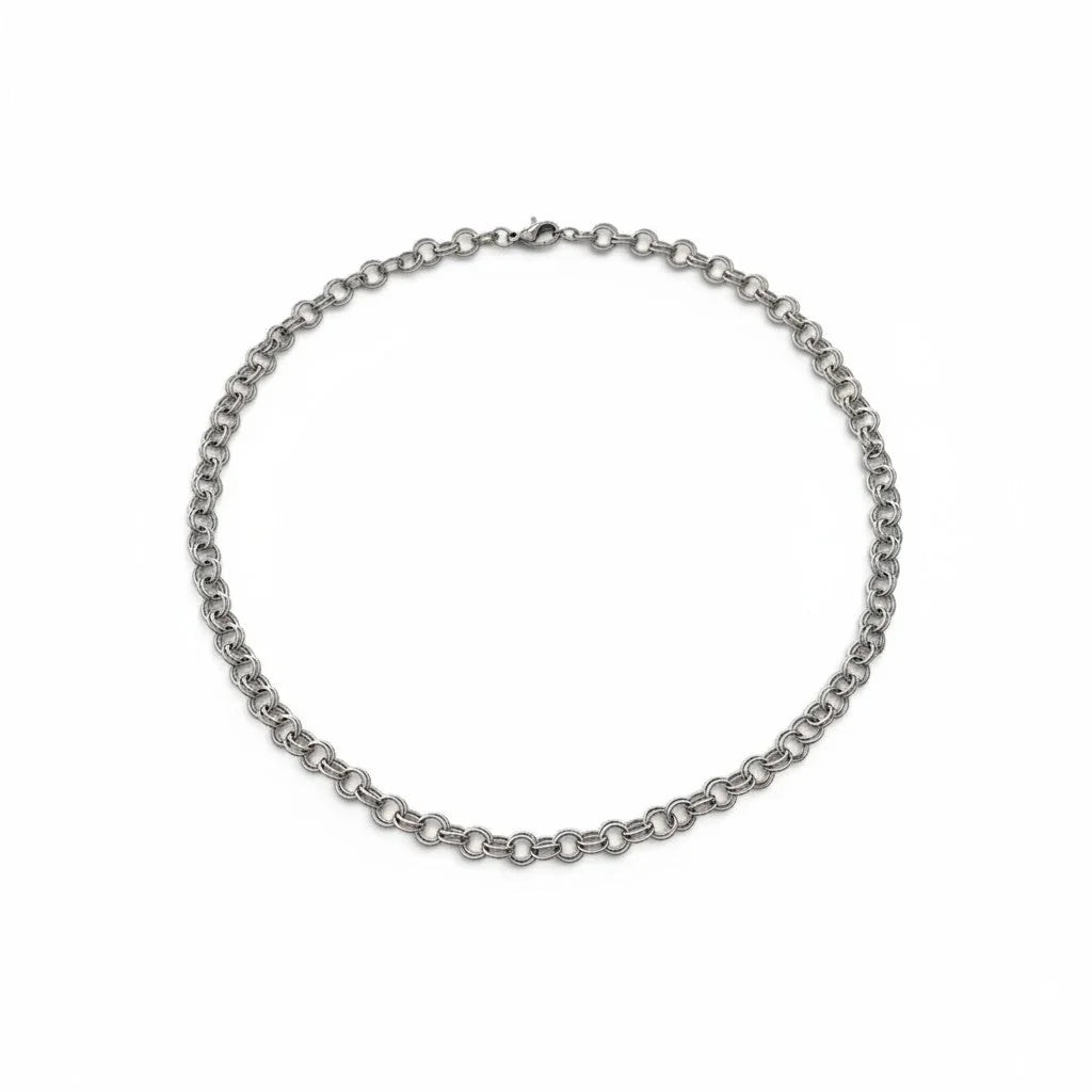 Handmade by Erika Liesel 16-inch silver-tone stainless steel chain choker necklace with a lobster clasp closure.