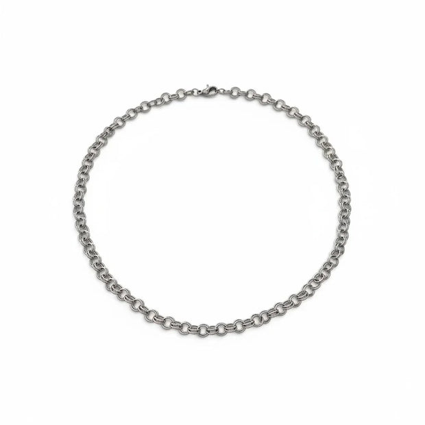 Handmade by Erika Liesel 16-inch silver-tone stainless steel chain choker necklace with a lobster clasp closure.