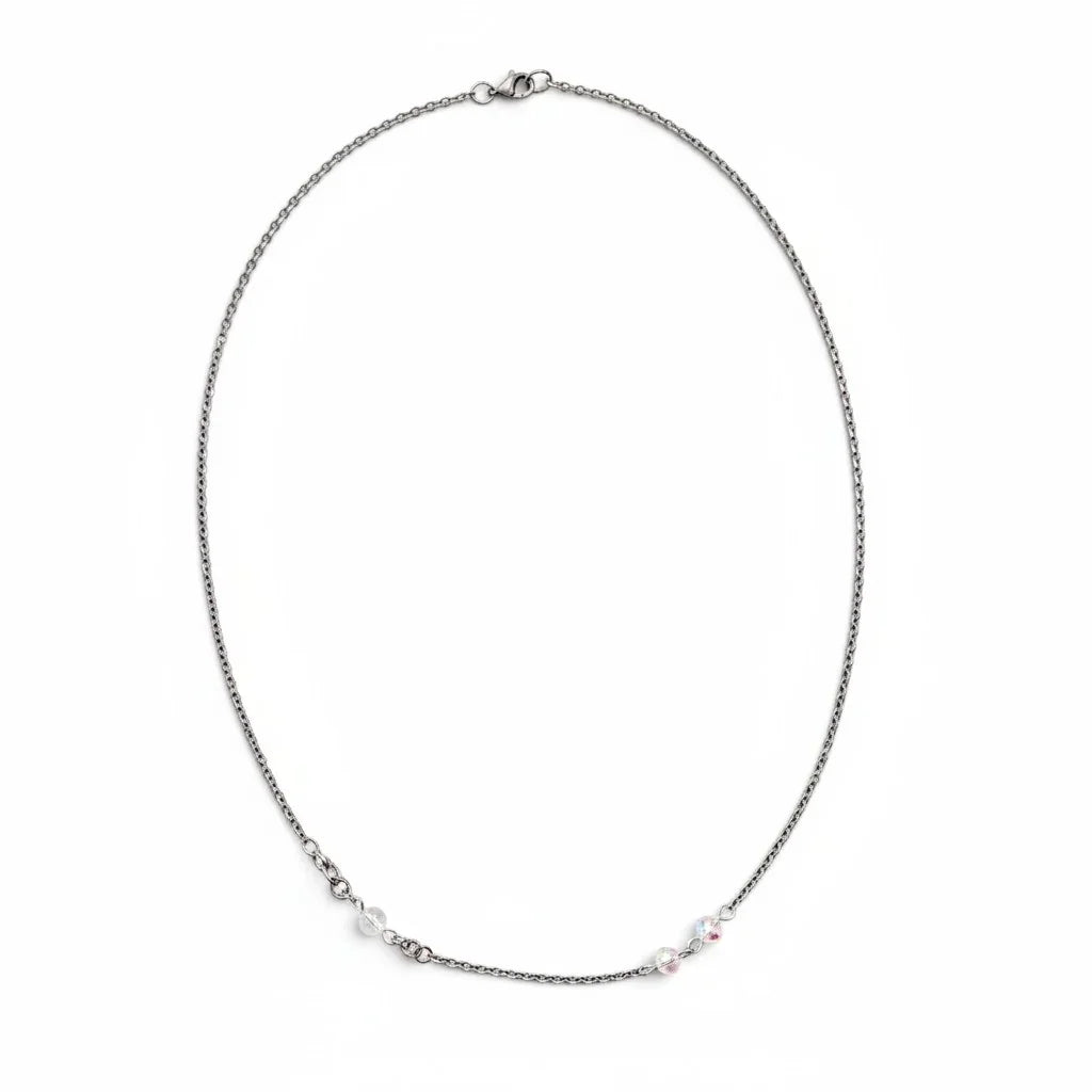 Handmade by Erika Liesel 20-inch silver-tone chain necklace with delicate hand-linked crystal glass accents