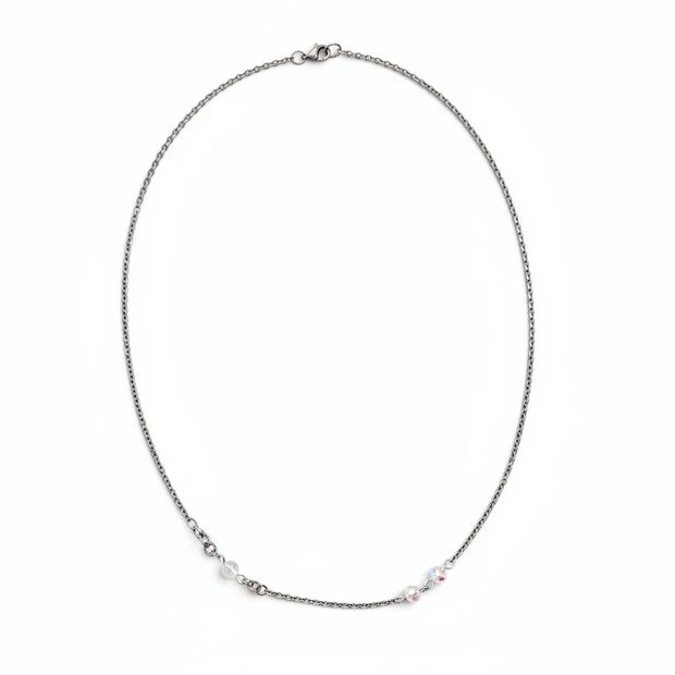 Handmade by Erika Liesel 20-inch silver-tone chain necklace with delicate hand-linked crystal glass accents