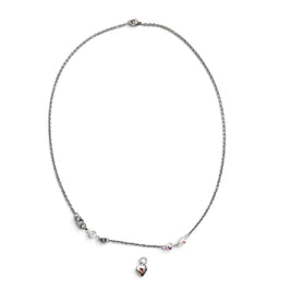 Handmade by Erika Liesel 20-inch silver-tone chain necklace with crystal glass accents and a removable heart charm.