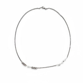 Handmade by Erika Liesel silver-tone 18-inch layering necklace with delicate hand-linked chain and crystal accents.
