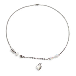 Handmade by Erika Liesel 20-inch silver-tone layering necklace with crystal glass accents and detachable heart charm.