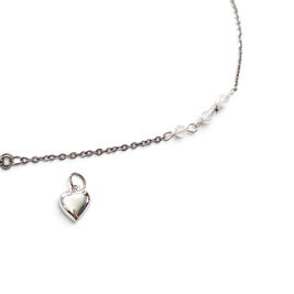 Handmade by Erika Liesel silver-tone layering necklace with crystal glass accents and a detachable heart charm
